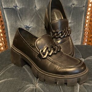 Steve Madden Black Chain Detail Loafers